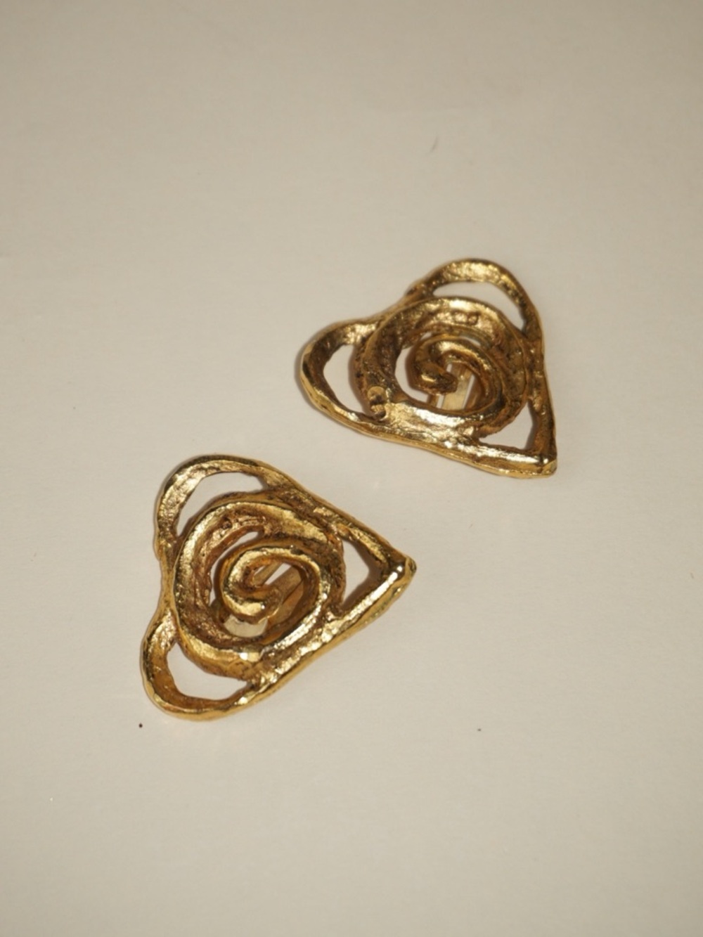 Carole Saint-Germes Vintage Heart Swirl Clip On Earrings